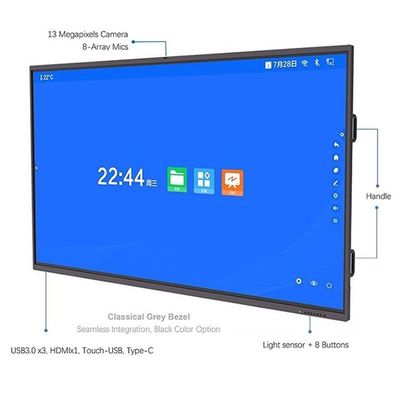 4K 65 pouces 16:9 tableau blanc LCD interactif infrarouge/touch capacitif pour une éducation intelligente