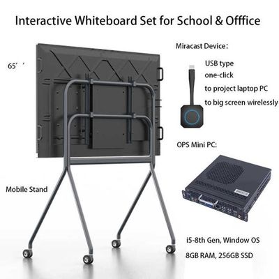 Tableau blanc interactif pour l'éducation intelligente 350 cd/m2 IR lumineux/touch capacitif