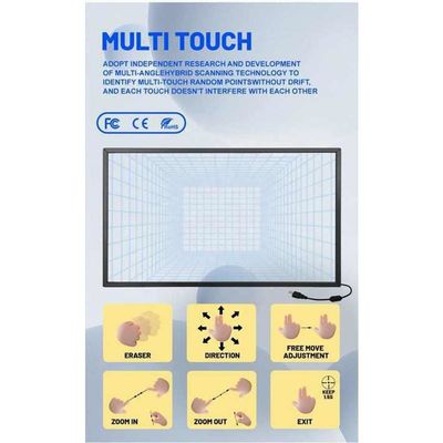 Écran tactile infrarouge haute transmission de 55 pouces alimentation en courant continu 5V et plus de 90% de transmission de lumière