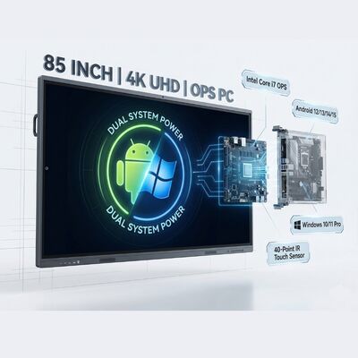 Tableau blanc interactif à écran tactile de 85 pouces doté d'un processeur Octa Core RK3588 et de 16 Go de RAM pour un fonctionnement à haute vitesse